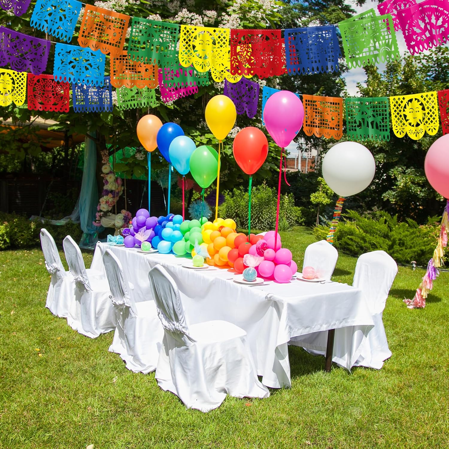 Thumbnail 4 de 18 FT Cinco De Mayo Party Decorations Banner with 9 Plastic Papel Picado Flags