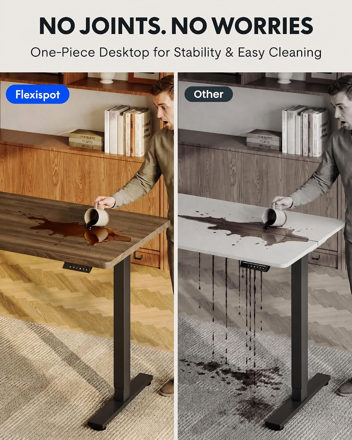Detalle de FLEXISPOT EN1 48" x 24" Electric Standing Desk, Seamless Top, 4 Presets