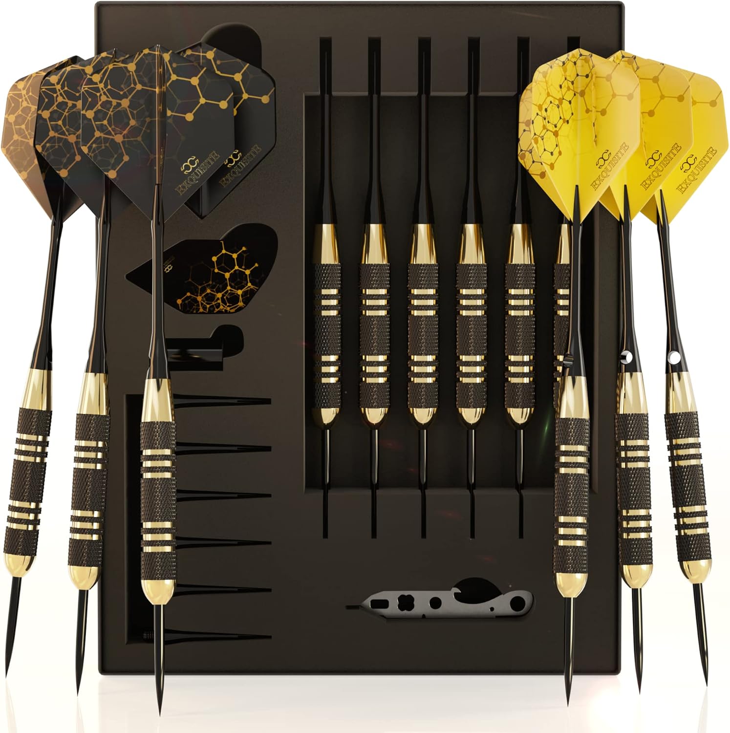 CC-Exquisite Premium Steel Tip Darts Set with Brass Barrels and Customizable Shafts