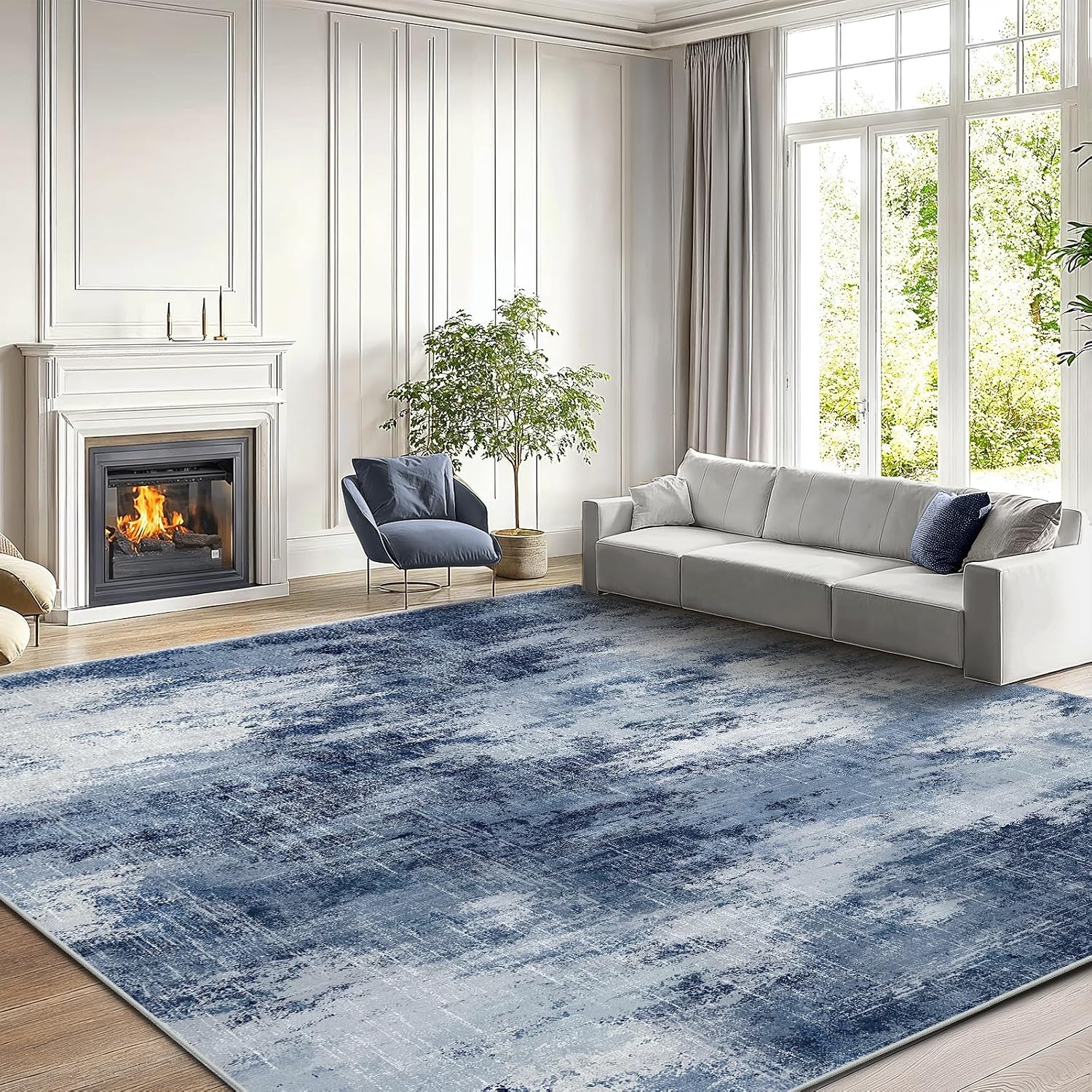 Detalle 2 de AMADA HOMEFURNISHING 8x10 Dark Blue Area Rug 🏡