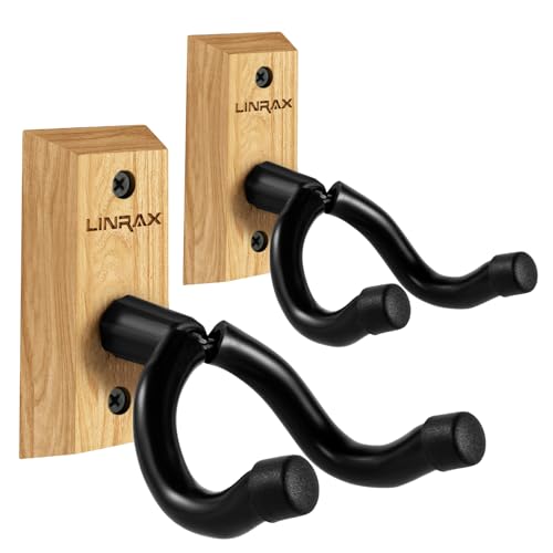Detalle de LINRAX GH2: Colgadores de pared para guitarra (2 unidades) en madera dura