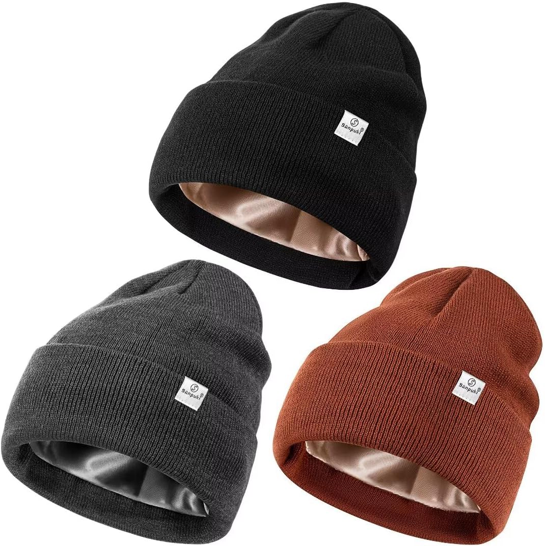 Detalle de SENPUKI 3-Pack Satin Lined Beanie