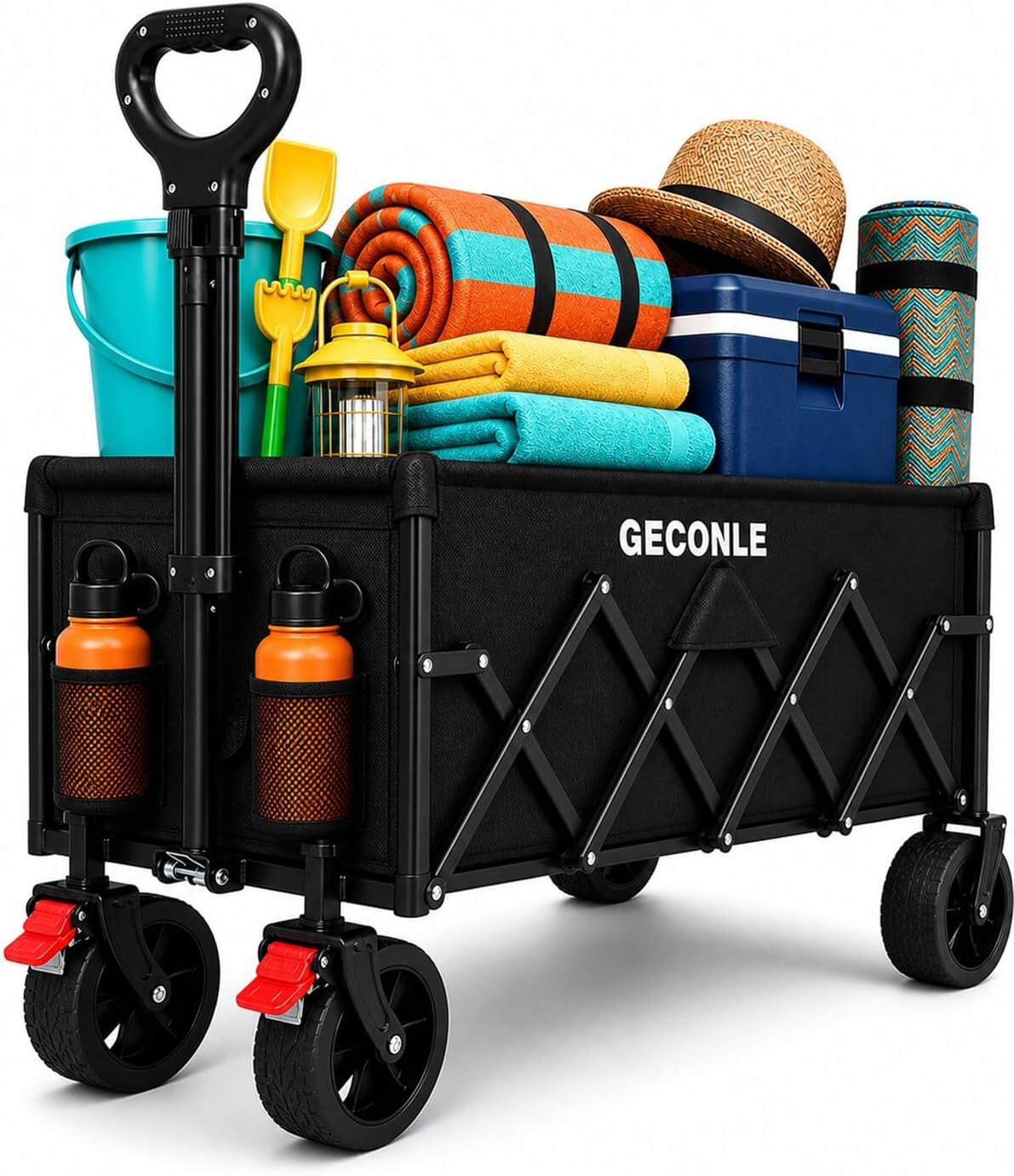 GECONLE Opvouwbare bolderkar van 160 l, tot 100 kg, met draaibare wielen