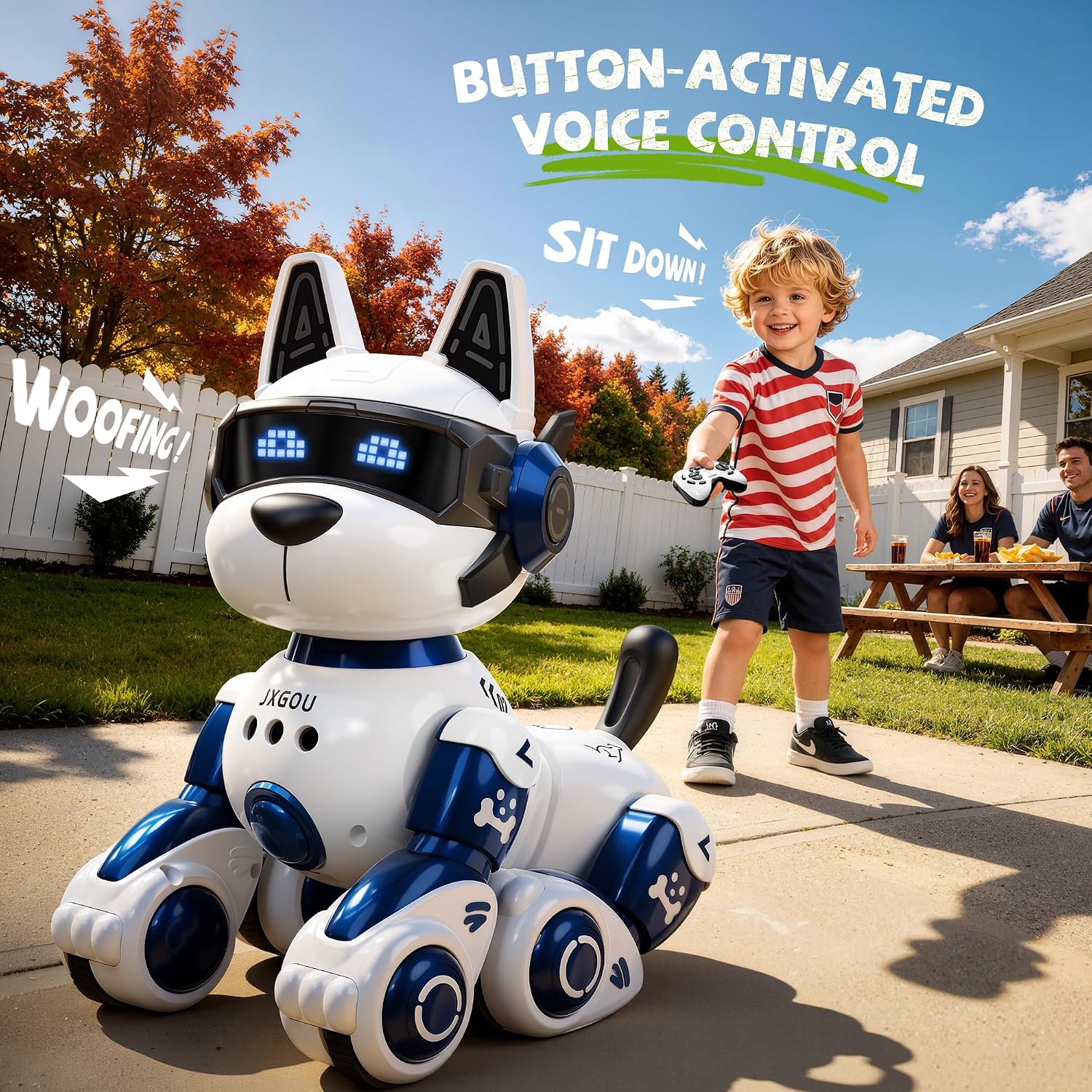 Detalle 2 de Ozega Robot Dog-988A-7 Blue Interactive Robot Dog with Voice and App Control