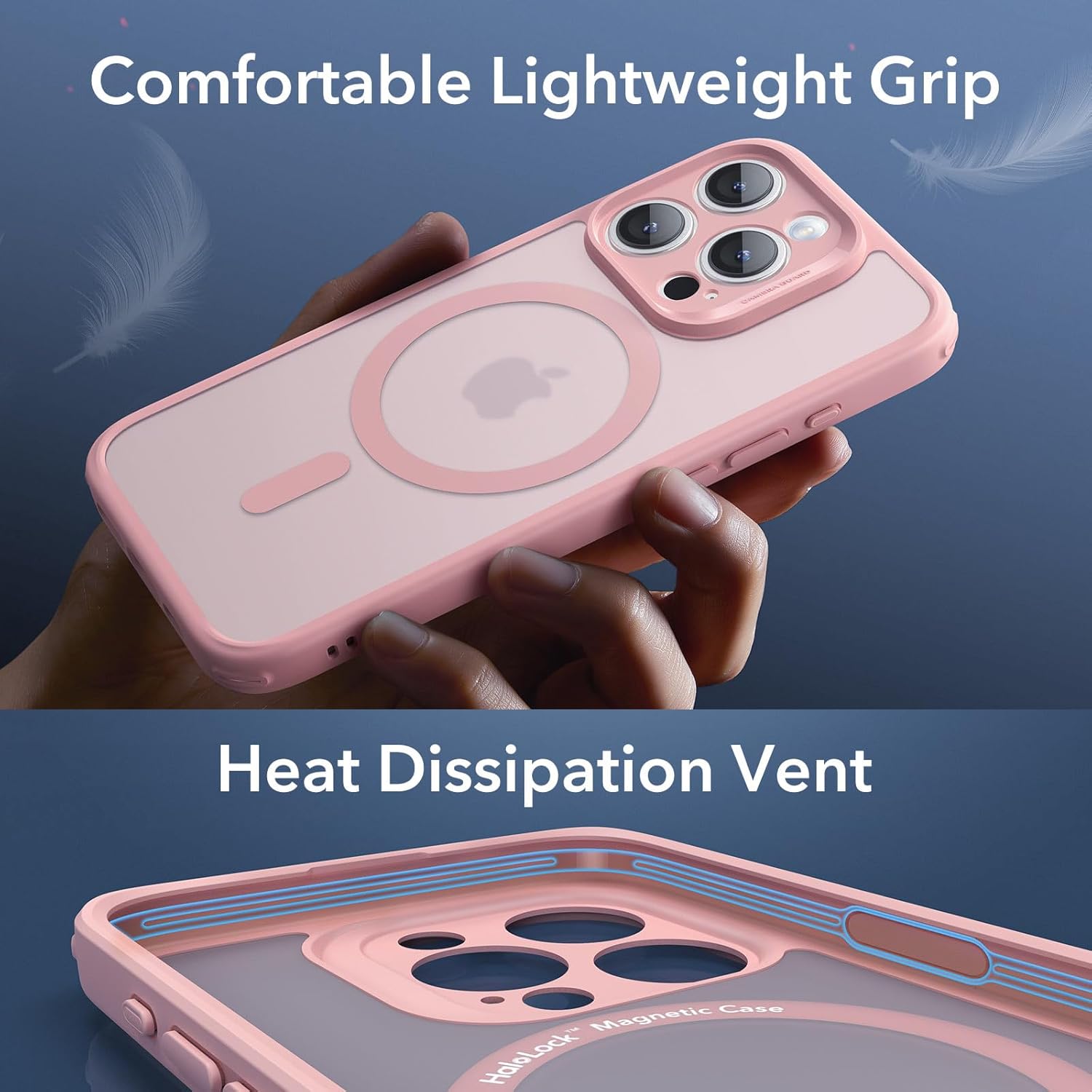 Detalle de ESR Set di Cover per iPhone 15 Pro (5 in 1) – rosa, protezione completa e MagSafe