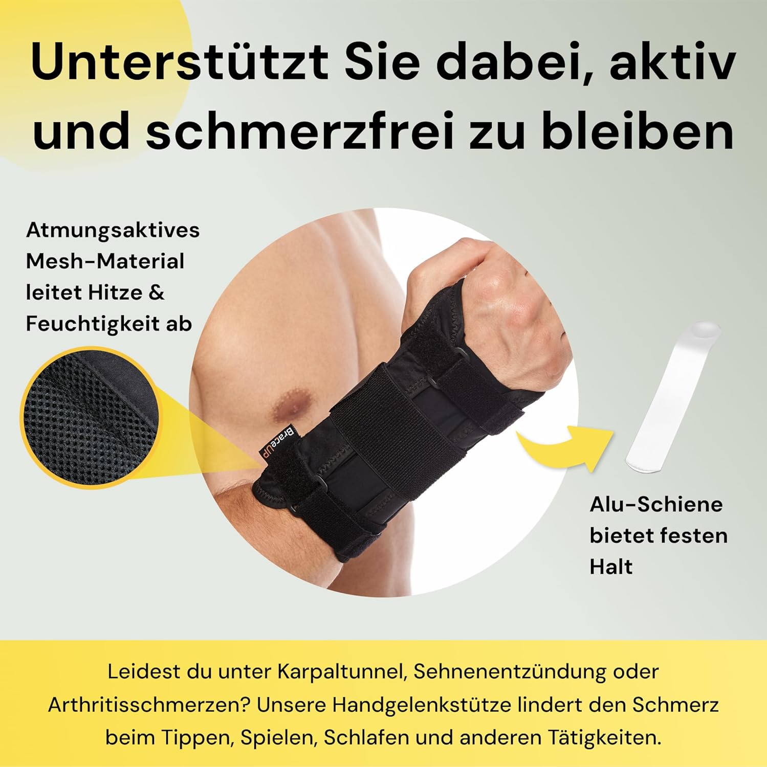 Thumbnail 1 de BraceUP Handgelenkstütze mit Metall-Linke Hand (L/XL) – Handgelenkbandage bei Sehnenscheidenentzündung