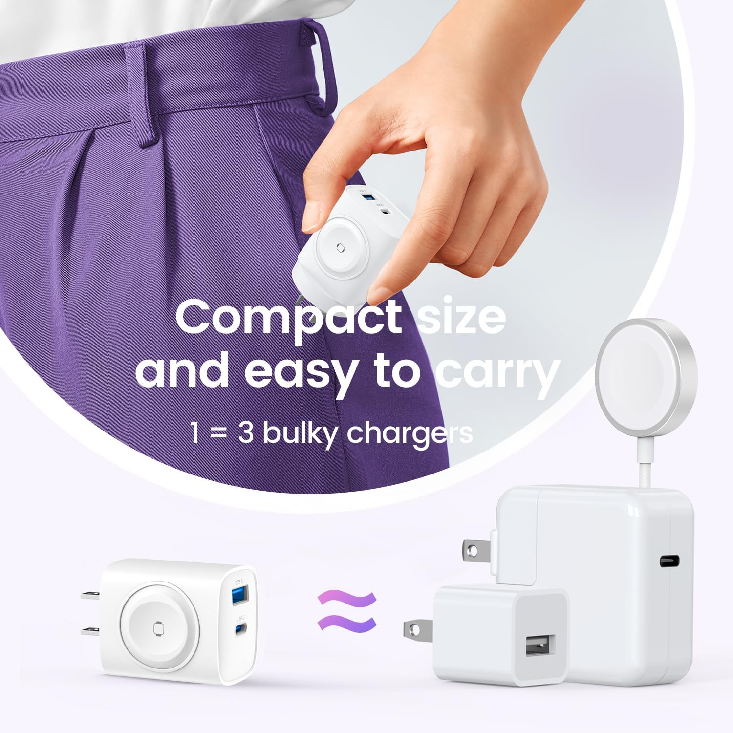 Thumbnail 4 de TOPADRE PD 20W USB C Charger Block for Apple Watch: 3-in-1 Magnetic Watch Pad with 20W USB-C and 18W USB-A