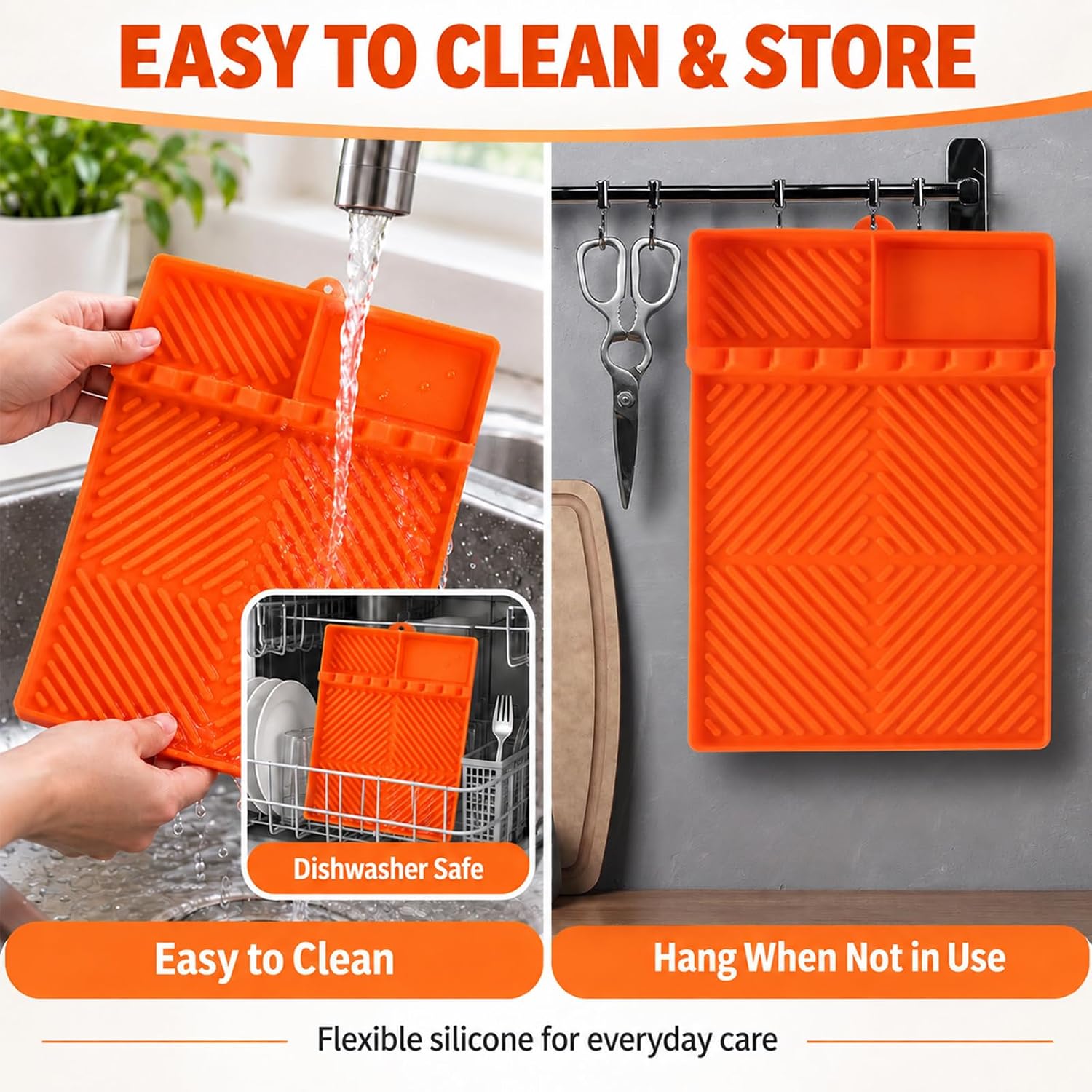 Thumbnail 4 de Find law GJD-cheng Silicone Griddle Tool Mat, Orange with Utensil Slots