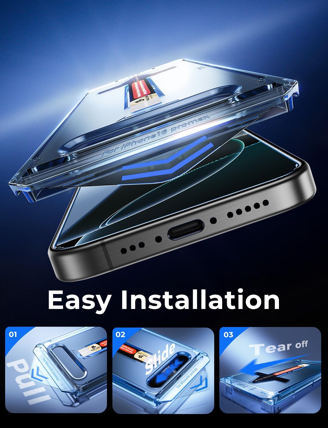 Detalle de MAGIC JOHN 2-pack iPhone 16 Pro Max screen protector 6.9 inch