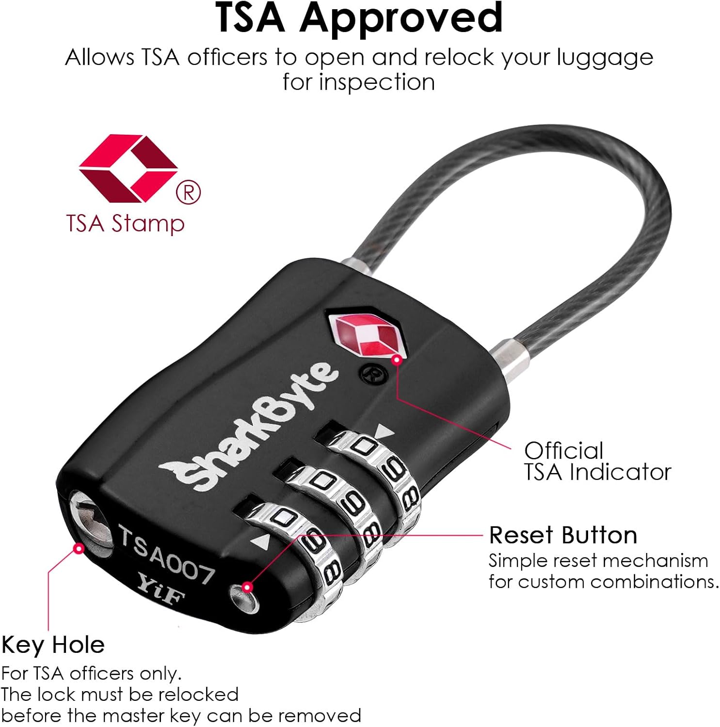 Detalle de TSA approved luggage locks 9.5cm cable, 2 pack