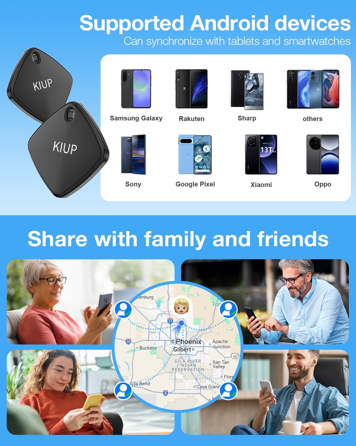 Detalle 2 de Air Tags for Android (4-Pack) with 2-Year Battery Life, IP65 Waterproof Luggage Tracker