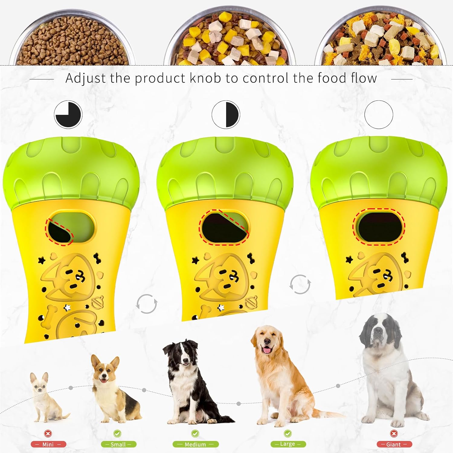 Thumbnail 4 de Interactive Dog Toys for Boredom: Treat Dispenser & Slow Feeder (Yellow) for Small/Medium Dogs