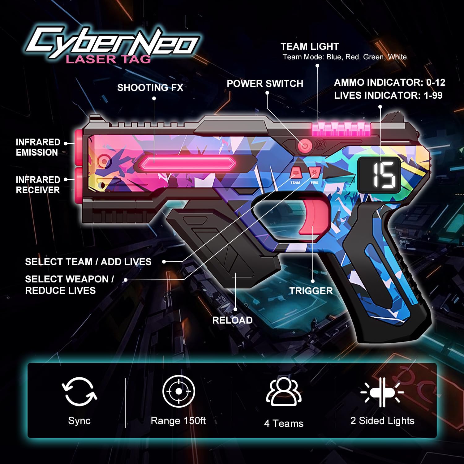 Detalle 2 de Laser Tag Set 150 ft