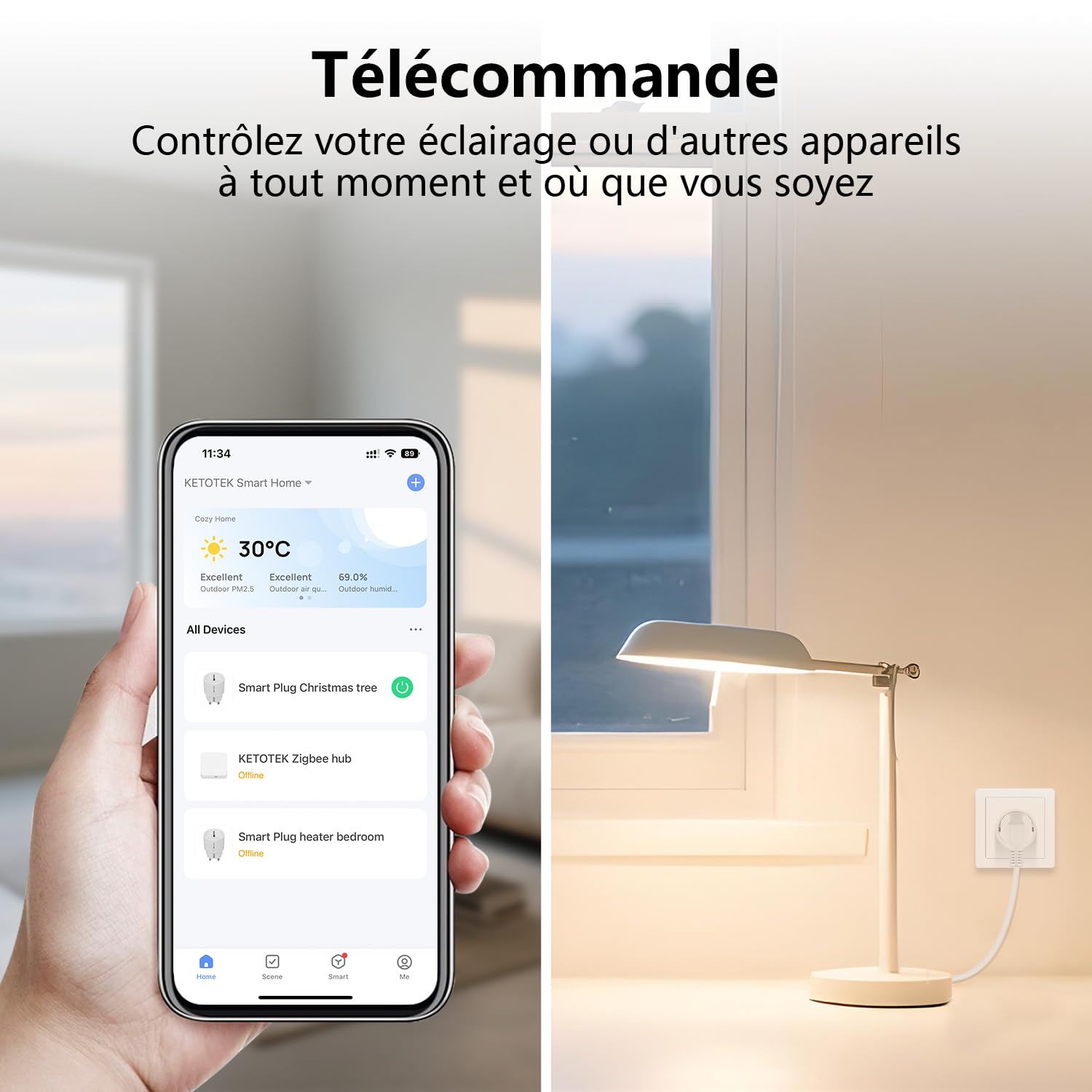 Thumbnail 2 de KETOTEK Mini Prise connectée WiFi avec mesure de consommation (pack de 4) compatible Alexa et Google Assistant