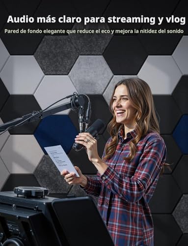 Detalle 2 de Kuchoow Paneles Acústicos Hexagonales Decorativos Autoadhesivos para Pared