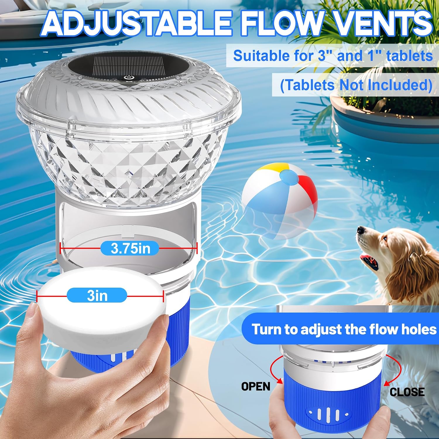 Thumbnail 3 de DeeprBling Diffuseur Chlore Piscine avec Solaire et Lumière LED – Flotteur Polyvalent