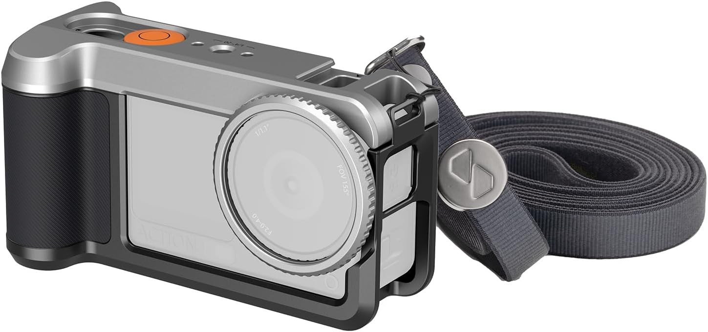 Detalle de SmallRig Kit Street Grip per DJI Osmo Action 6: gabbia in alluminio con slitta, tracolla e protezioni