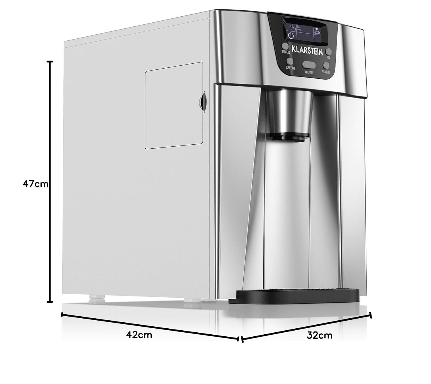 Detalle 2 de Klarstein 2L Countertop Ice Maker, 12 kg Bullet Ice, Cold Water Dispenser