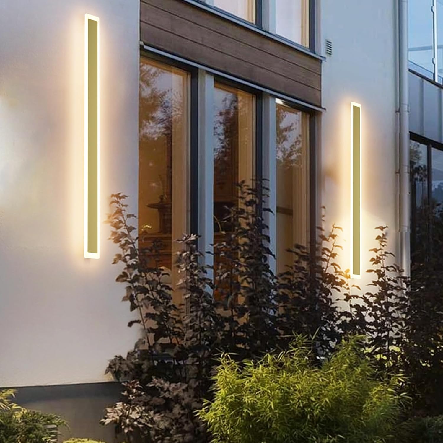 Detalle de Aipsun HW603 2-Pack Gold Outdoor LED Wall Sconces, 39.4-Inch, 3000K