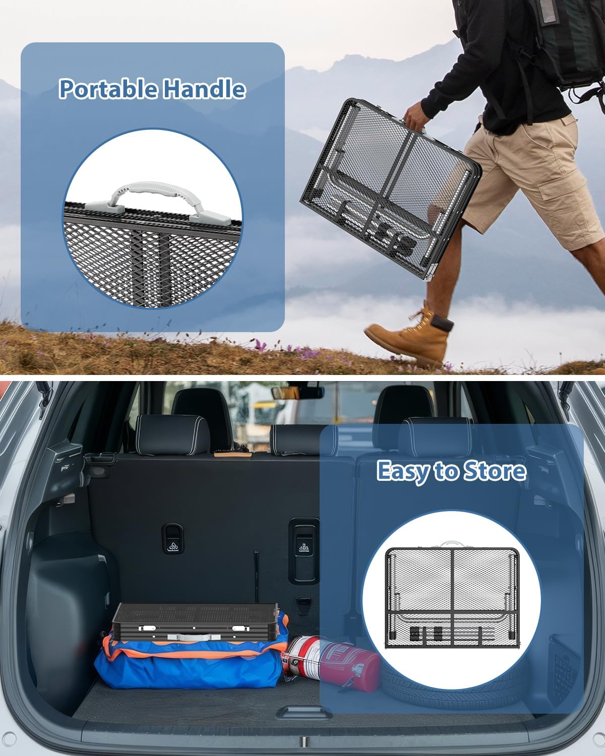 Thumbnail 4 de Sportneer Y21-80600-98 Folding Grill Table, Adjustable Height, Heat-Resistant Metal Mesh