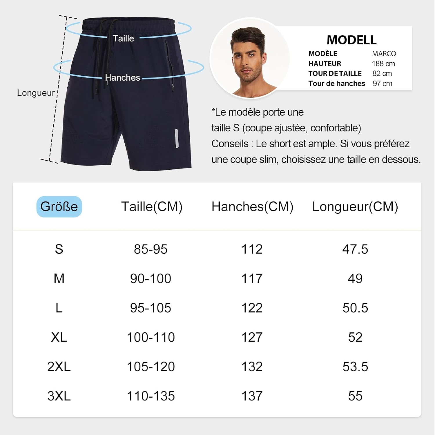 Thumbnail 5 de SIHOHAN Short de Sport Homme Séchage Rapide