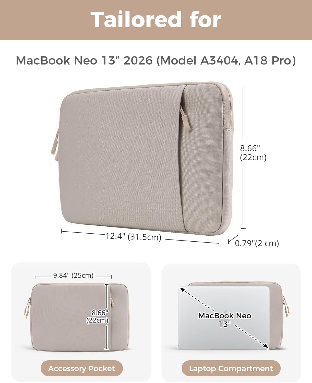 Detalle 2 de ProCase MacBook Neo 13-inch Sleeve Silver