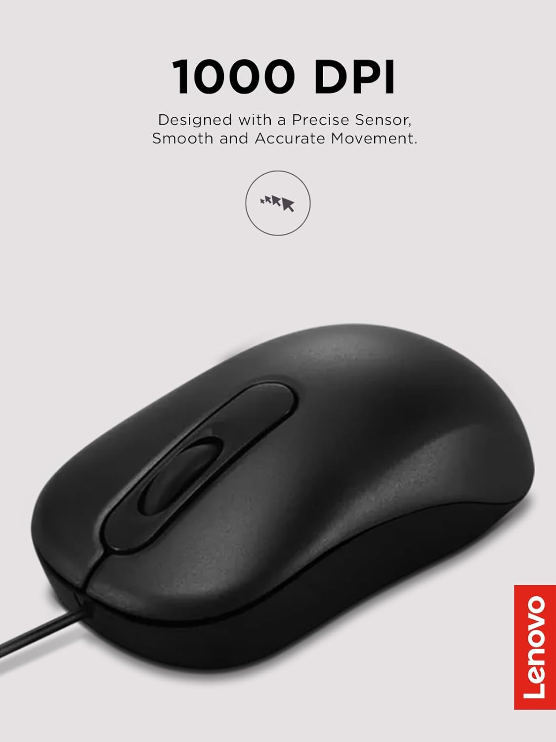 Detalle 2 de Lenovo wired USB mouse, full-size