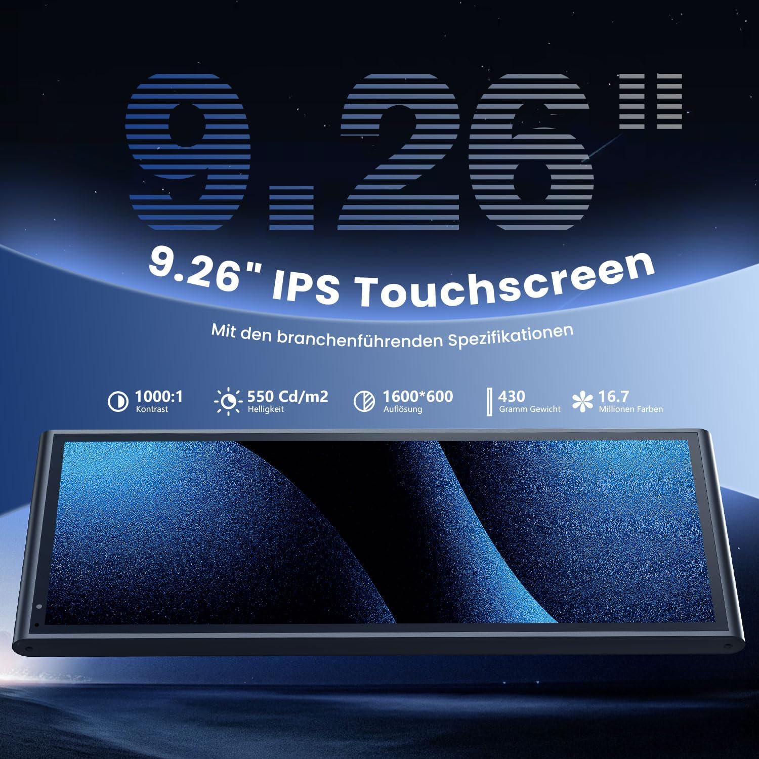 Detalle de Krnua 9,26" CarPlay Display – Drahtloses CarPlay/Android Auto, OTA-Updates, Rückfahrkamera & Navigation