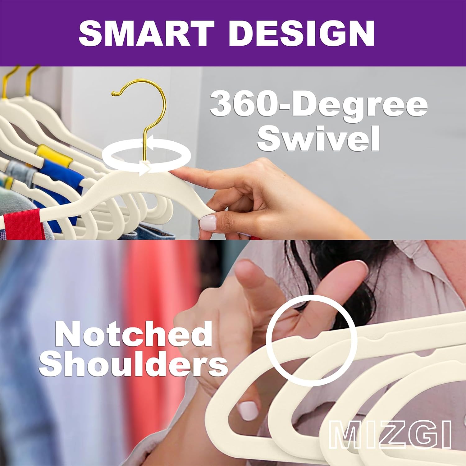 Detalle 2 de MIZGI Velvet Hangers 50-Pc
