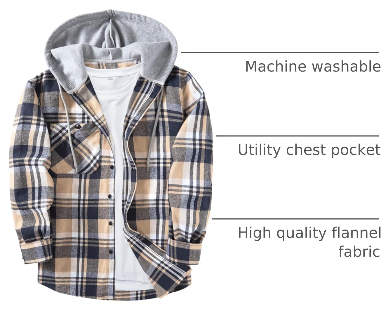 Detalle 2 de ZITY Flannel Hoodie Shirt
