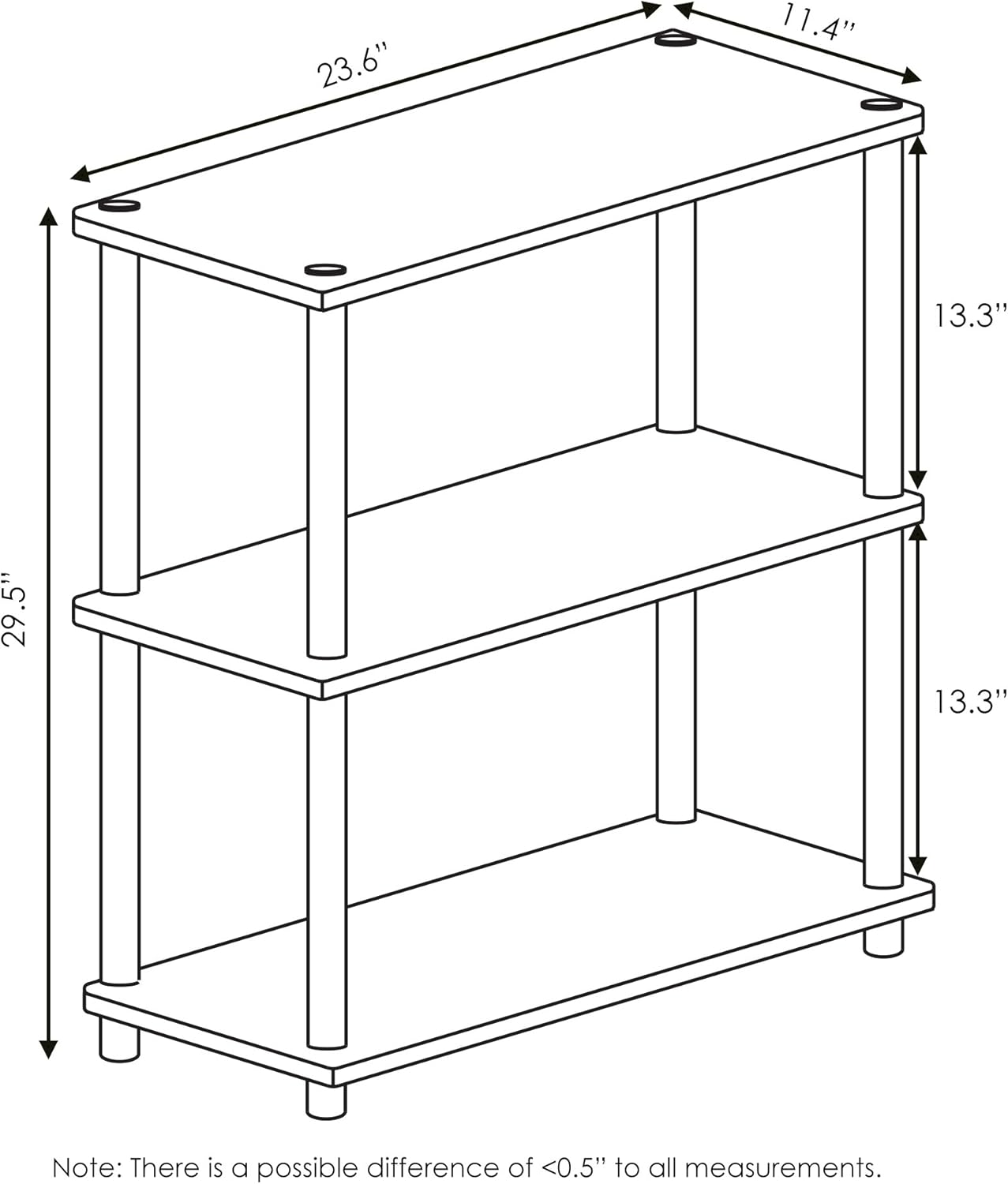 Detalle de Furinno Turn-N-Tube 10024WN/BR 3段オープンシェルフ ウォルナット/ブラウン