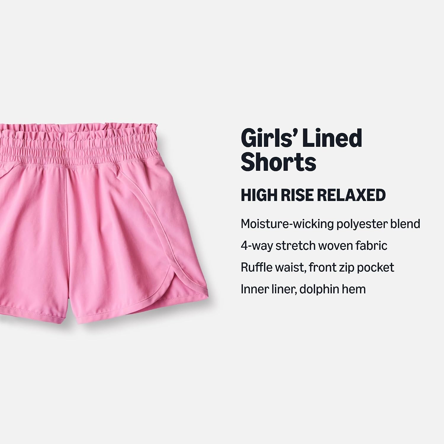 Detalle de Amazon Essentials Girls' High-Rise Athletic Performance Stretch Woven Shorts with Elastic Waistband
