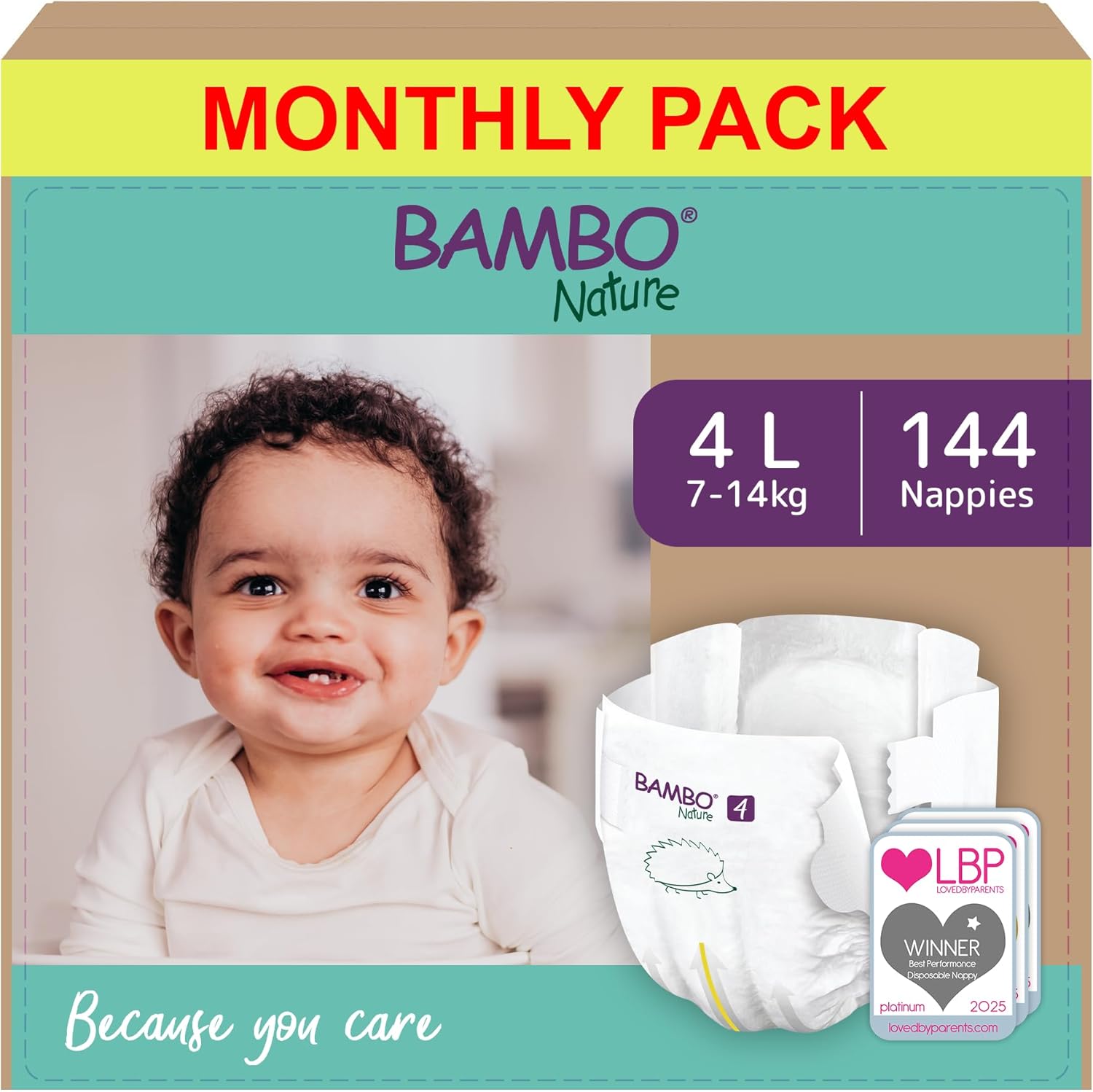 Detalle de Bambo Nature Premium Eco Nappies Size 4 (15-31lb) – 144 Pack