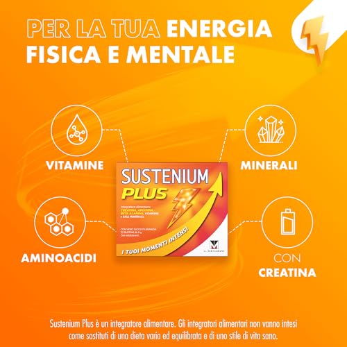 Thumbnail 1 de Sustenium Plus: integratore energizzante con aminoacidi, vitamine e minerali, 22 bustine