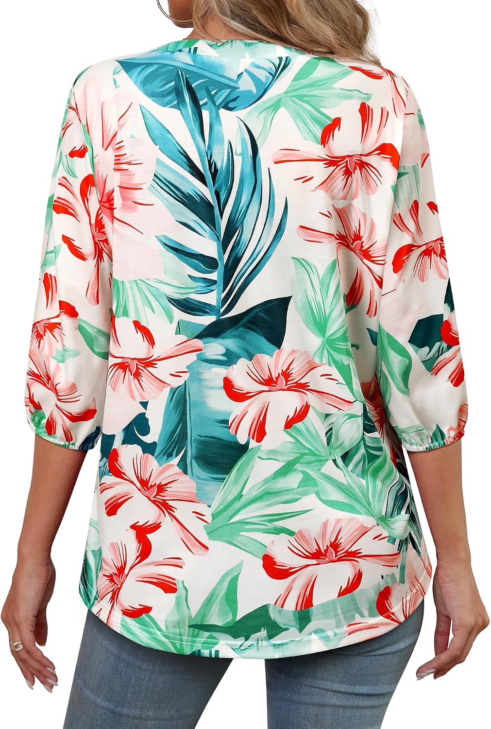 Thumbnail 4 de WIEIYM Floral Print 3/4 Sleeve Tee