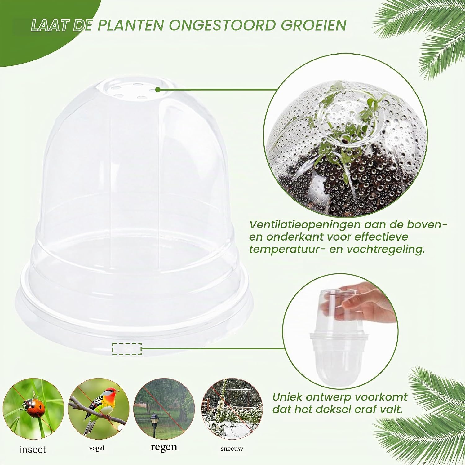 Detalle de FxlStelrion kweekpotten Ø 10 cm met vochtkoepels en plantenetiketten