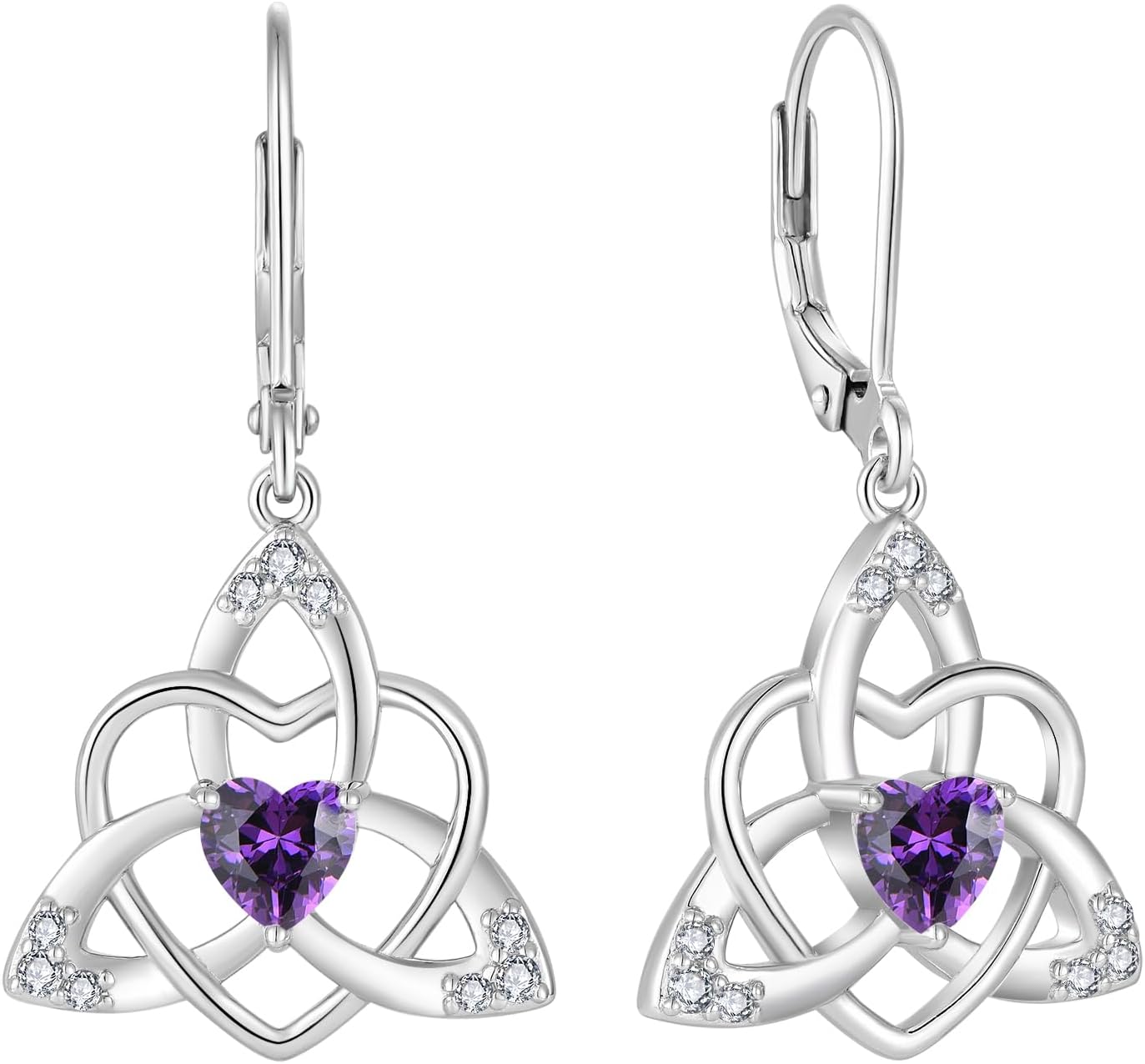 Thumbnail 6 de FJ Herz Keltischer Knoten Ohrringe für Damen aus 925 Sterling Silber mit Geburtsstein