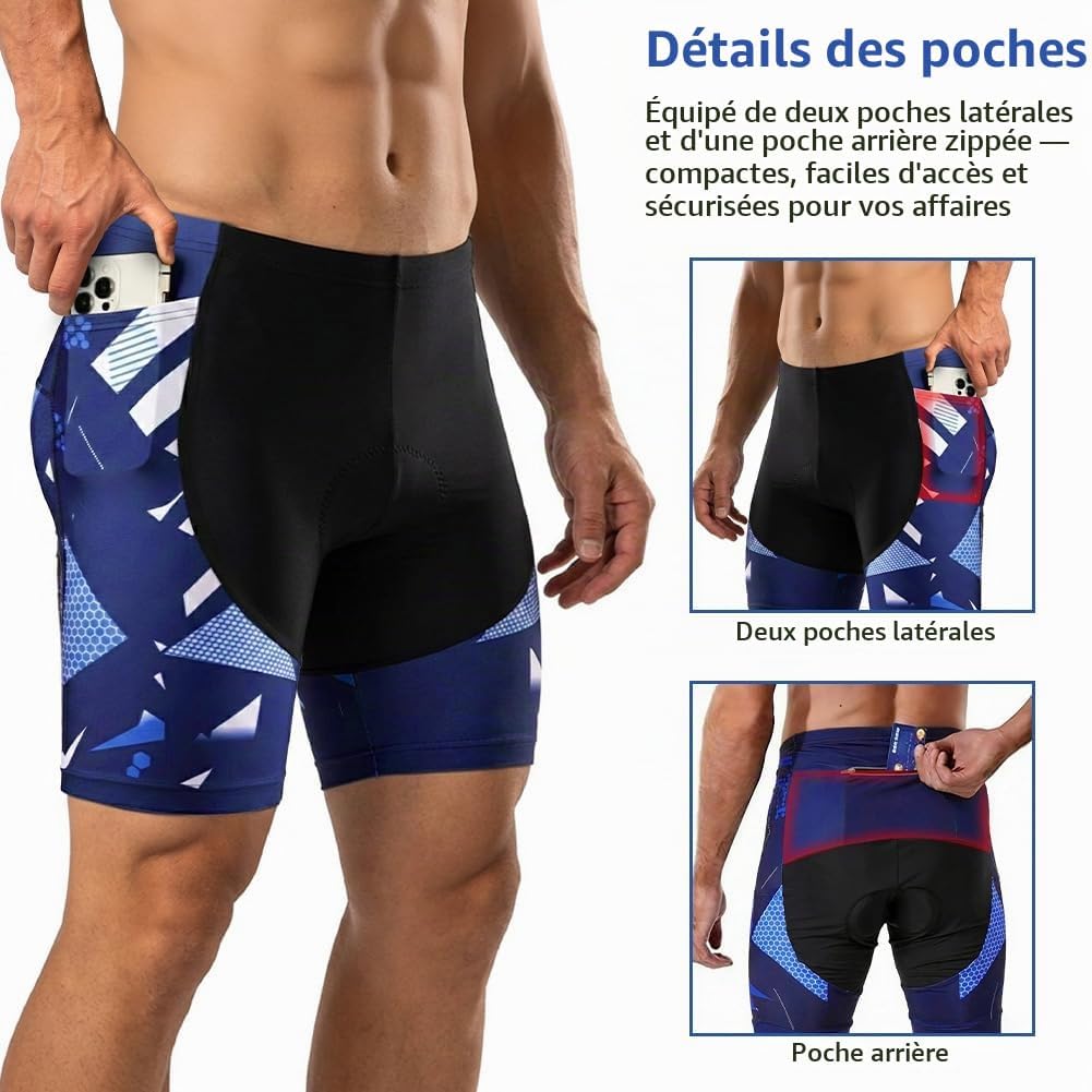 Detalle 2 de BSBUY 5485773 herenfietsbroek met 5D-gelzeem, compressiepasvorm en zakken
