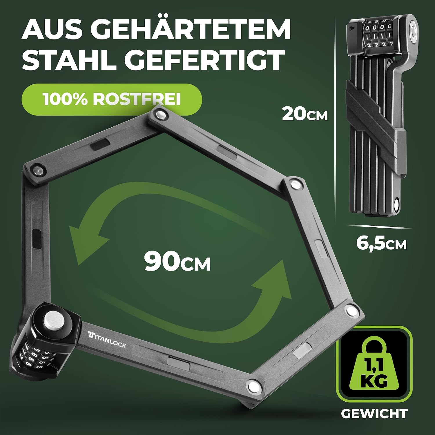 Detalle 1 de Titanlock Faltschloss mit Zahlencode 10/10