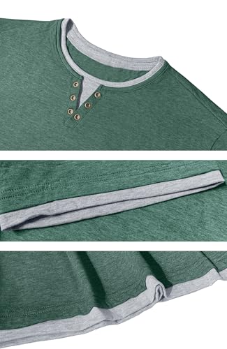 Thumbnail 2 de Hisir Camiseta de Verano para Hombre - Manga corta, cuello redondo, bloques de color Verde Claro, talla L