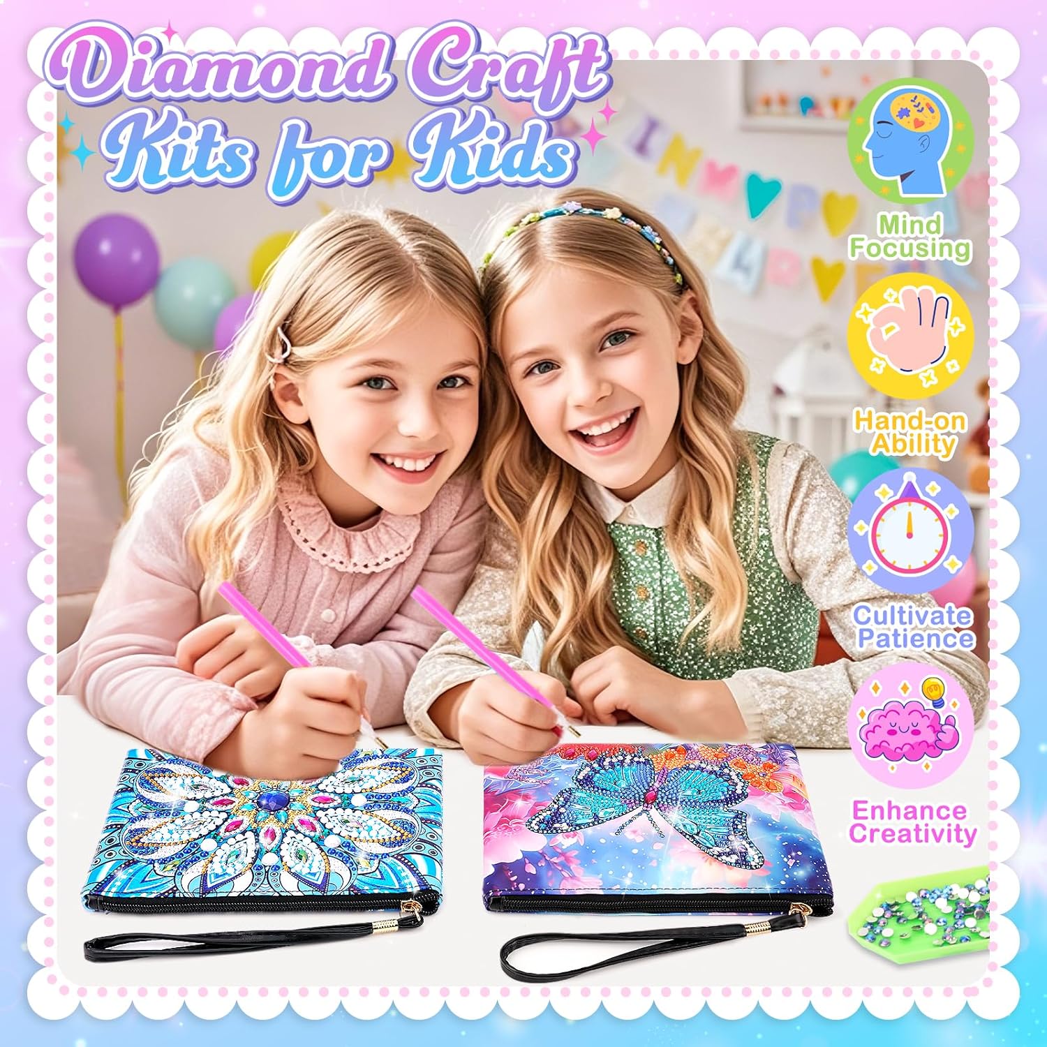 Detalle 2 de Flnlano Diamond Art Handbags Kit for Kids (Ages 6-15) – Creative Craft Gift for Girls 8-12