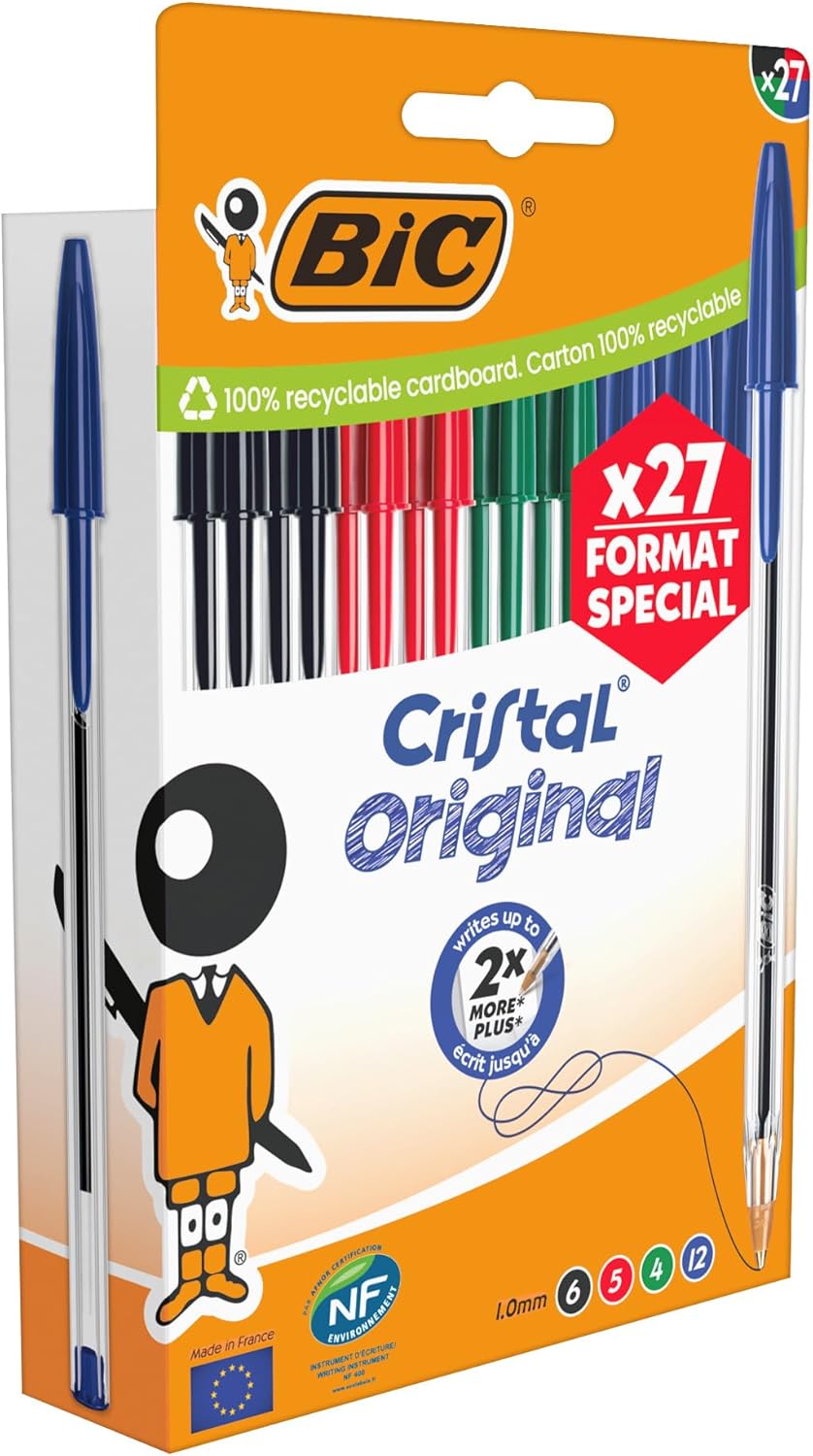 Detalle de BIC Penne a Sfera Cristal Original Punta Media 1,00 mm — Confezione Speciale 27 pezzi