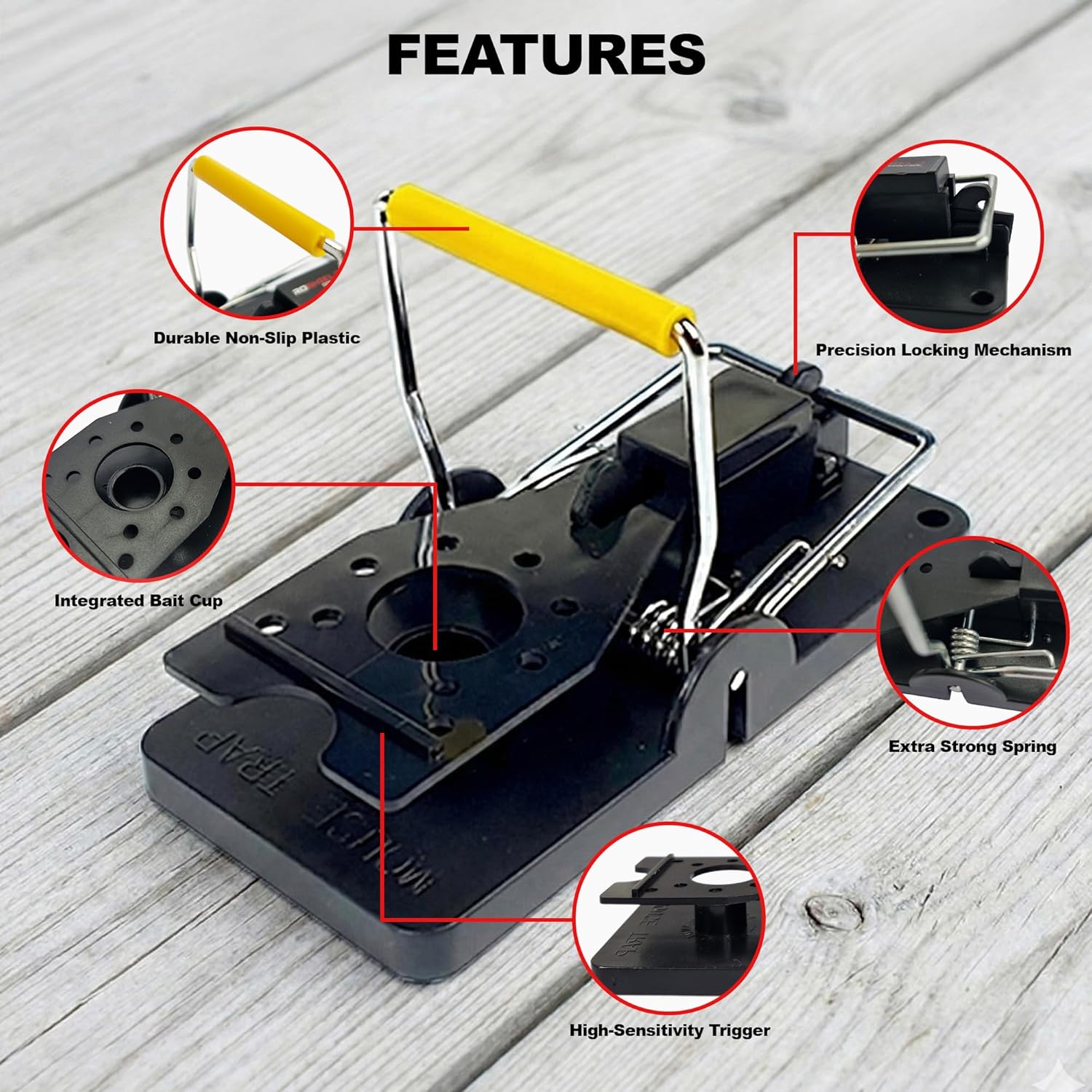 Detalle 2 de ROSHIELD 6 x Mouse Trap: Heavy Duty Reusable Trap 6 🤏