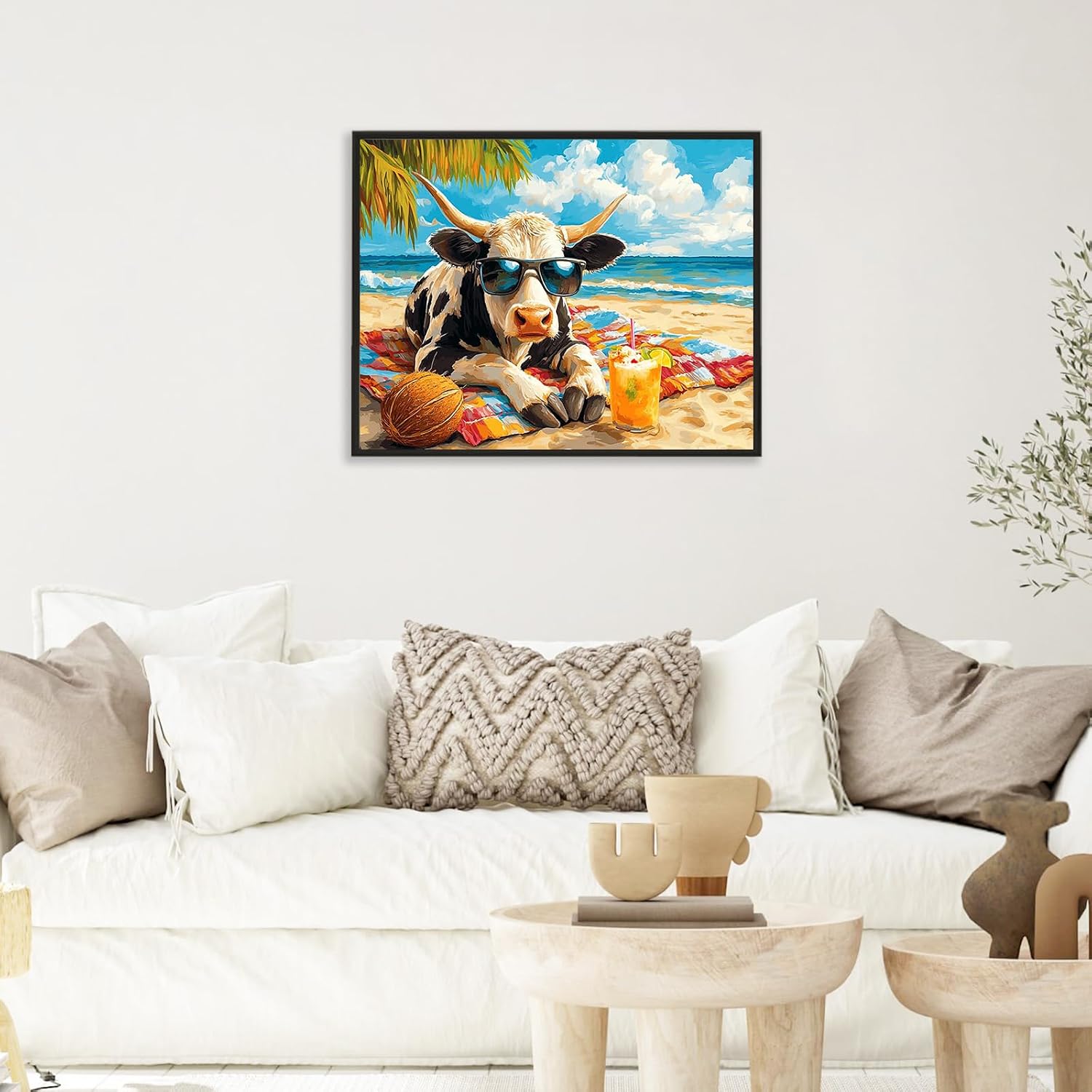 Detalle de Camocin Art Malen nach Zahlen Erwachsene – Kuh, Leinwand 40x50 cm, Ohne Rahmen