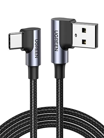 UGREEN Cable USB A a Tipo C 90° Carga Rápida 3A ⚡ 0,5M