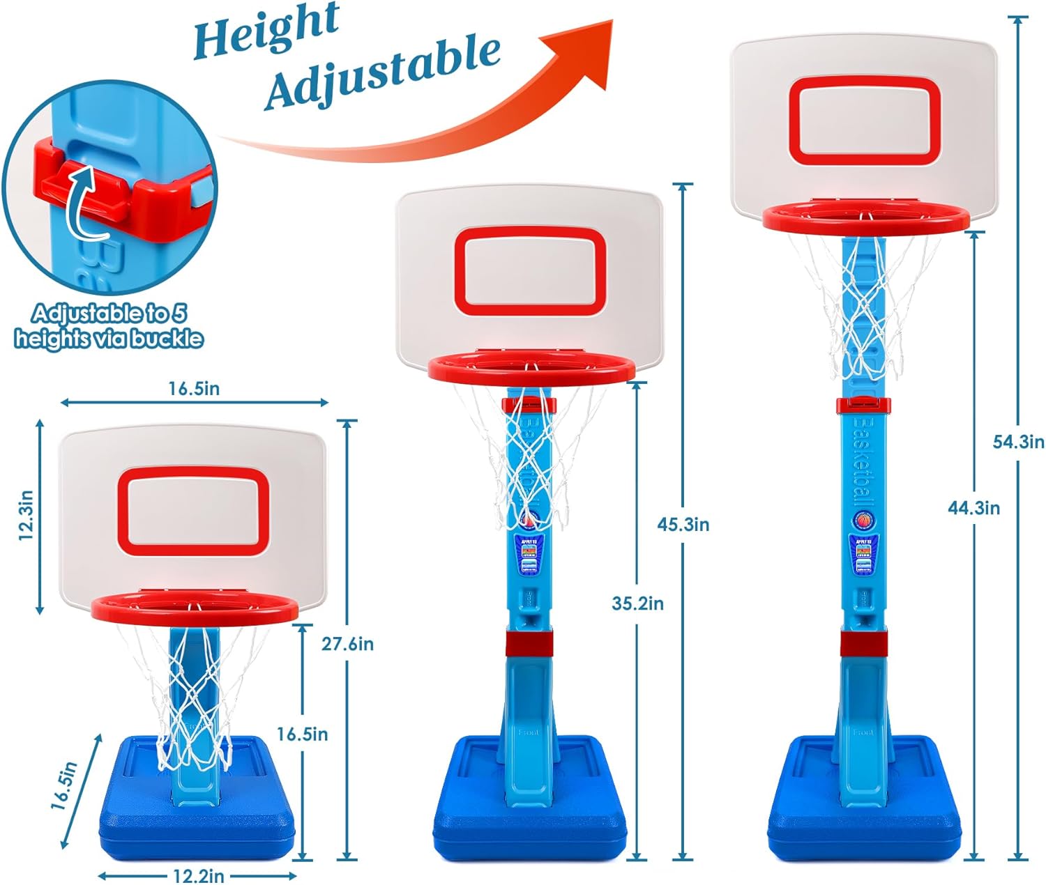 Detalle 2 de SUPER JOY Toddler Basketball Hoop 4.5 ft