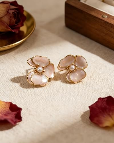 Detalle de Zikichiky flower stud earrings in enamel
