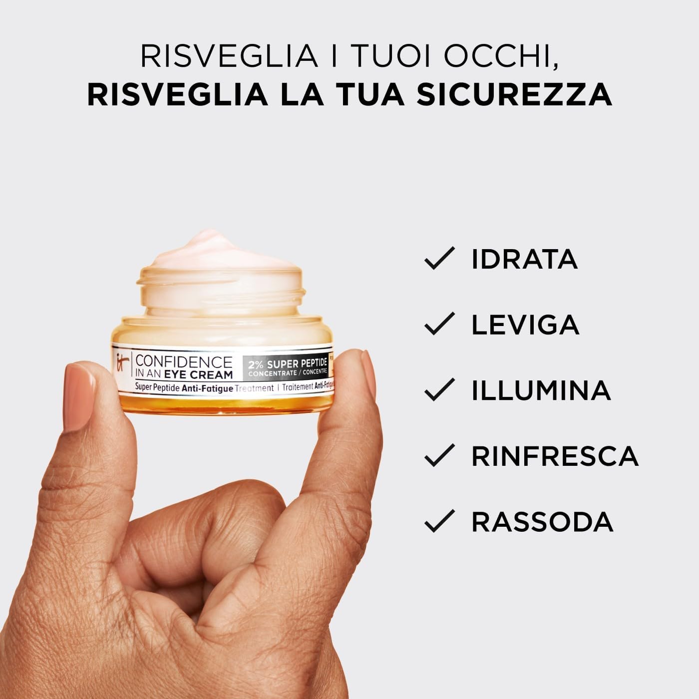 Detalle de iT COSMETICS Crema Idratante Contorno Occhi Anti-Età e Anti-Fatica con Super Peptidi al 2%, 15 ml