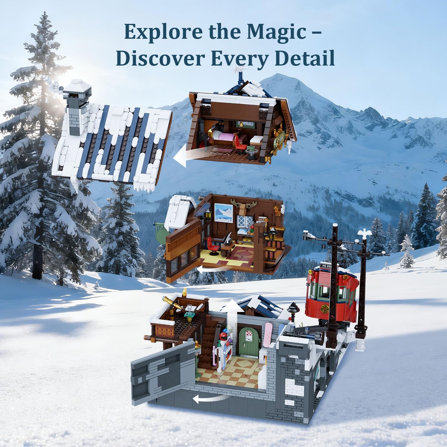 Thumbnail 4 de PANTASY Winter Summit Ski Lodge Building Set 🧩
