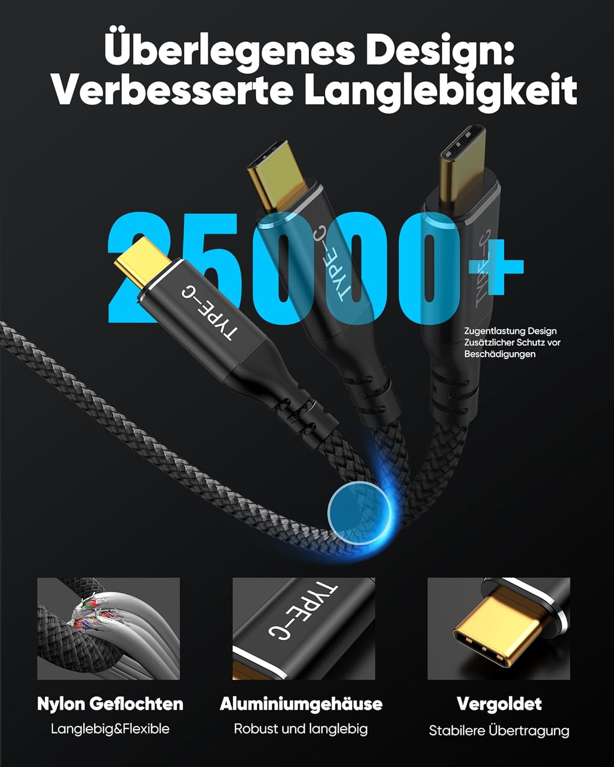 Thumbnail 2 de Highwings USB‑C auf HDMI Kabel 4K@60Hz, 0,5 m – Kompatibel mit MacBook, iPhone, iPad, Surface und mehr (Schwarz)